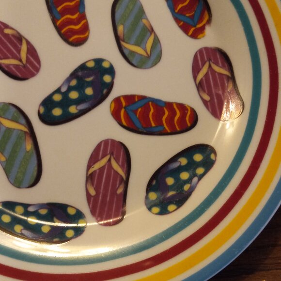 3 Godinger & Co. 7.5" Dessert Plate Flip Flop Design Summer Colorful Dinnerware - Picture 6 of 10
